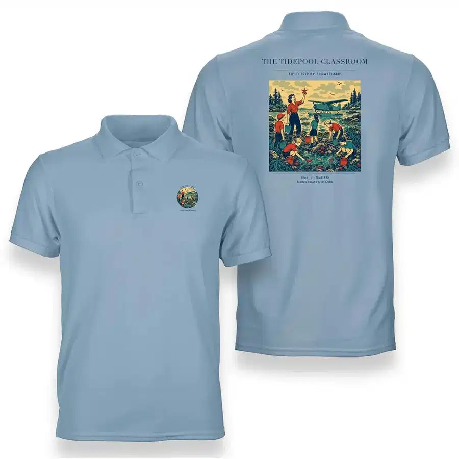 VINTAGE G4366 - The Tidepool Classroom - Double-Side Polo T-Shirt design on lightblue
