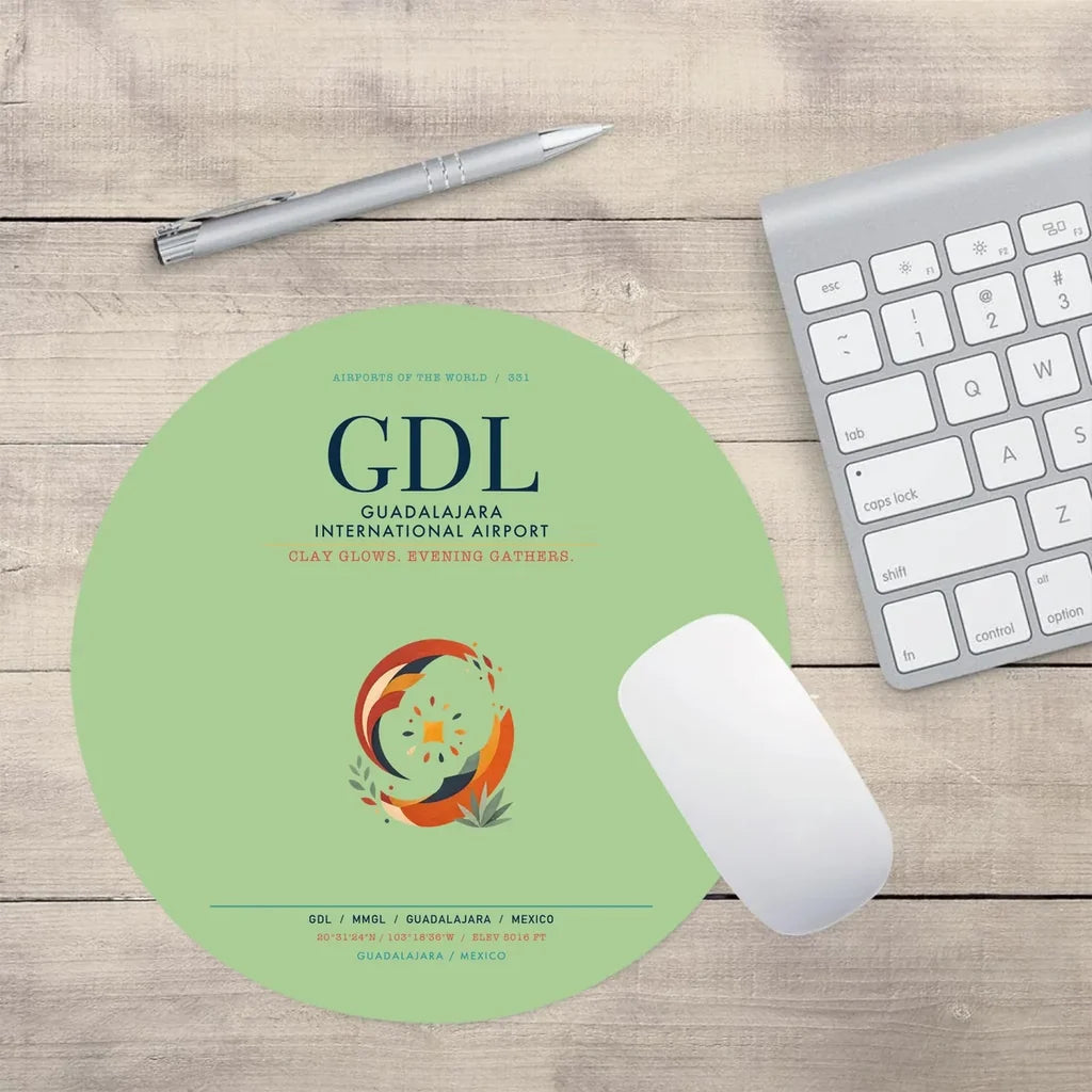 Guadalajara International Airport (GDL) design on light green round mouse pad