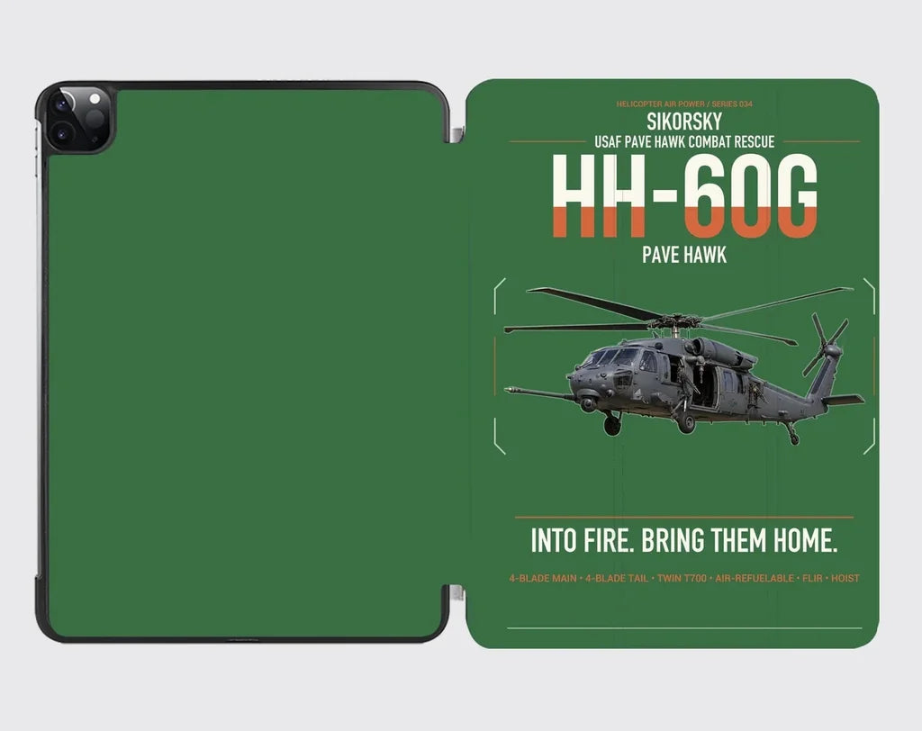 Sikorsky HH-60G Pave Hawk design on green ipad tablet case