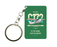 Thumbnail for Cessna 172 Skyhawk design on green designed key chain, double-side print
