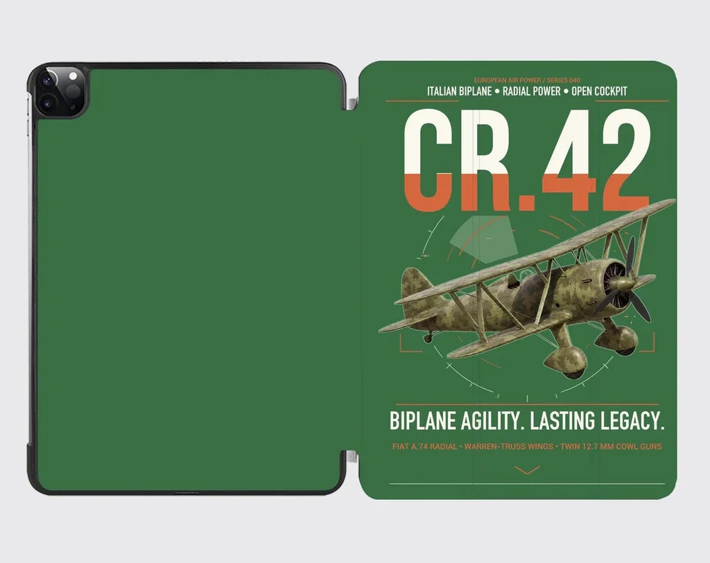 Fiat CR.42 Falco design on green ipad tablet case
