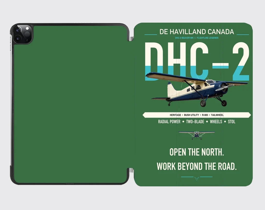 DHC-2 Beaver Mk I design on green ipad tablet case