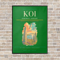 Thumbnail for Kirkwall Airport KOI vertical canvas print - framed - green background