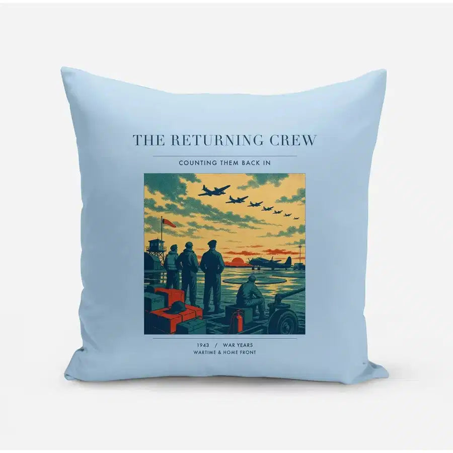 VINTAGE G4519 - The Returning Crew - Designed Pillows design on lightblue