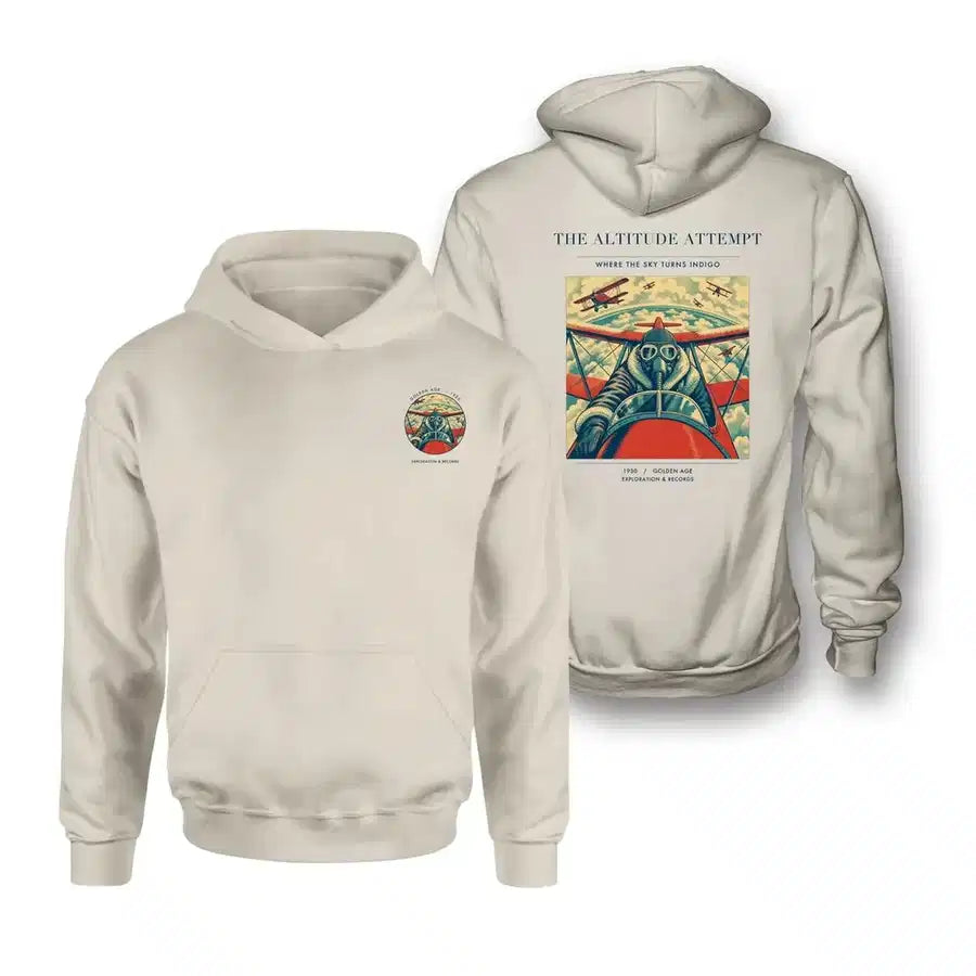 VINTAGE G4202 - The Altitude Attempt - Double-Side Hoodie design on khaki double side