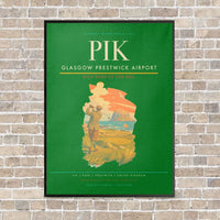 Thumbnail for Glasgow Prestwick Airport PIK vertical canvas print - framed - green background