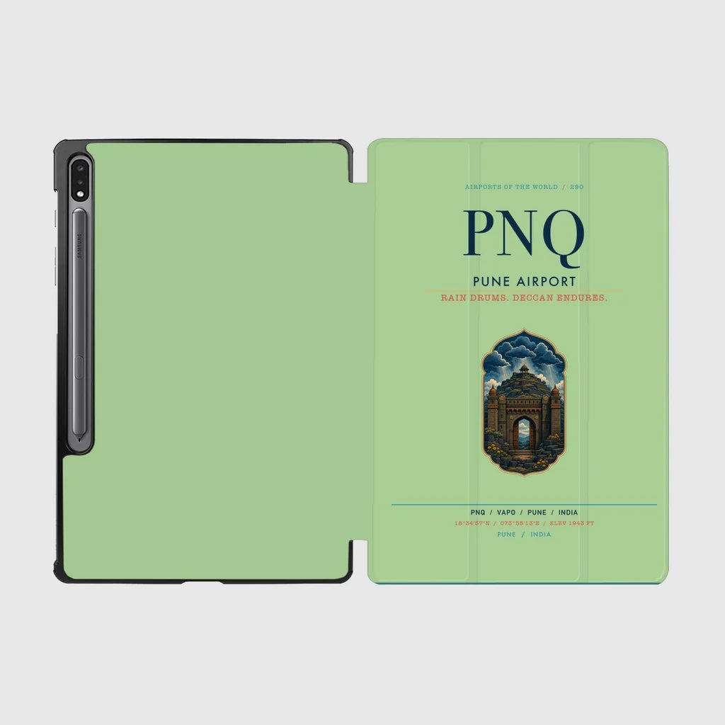 Pune Airport (PNQ) design on light green samsung tablet tablet case