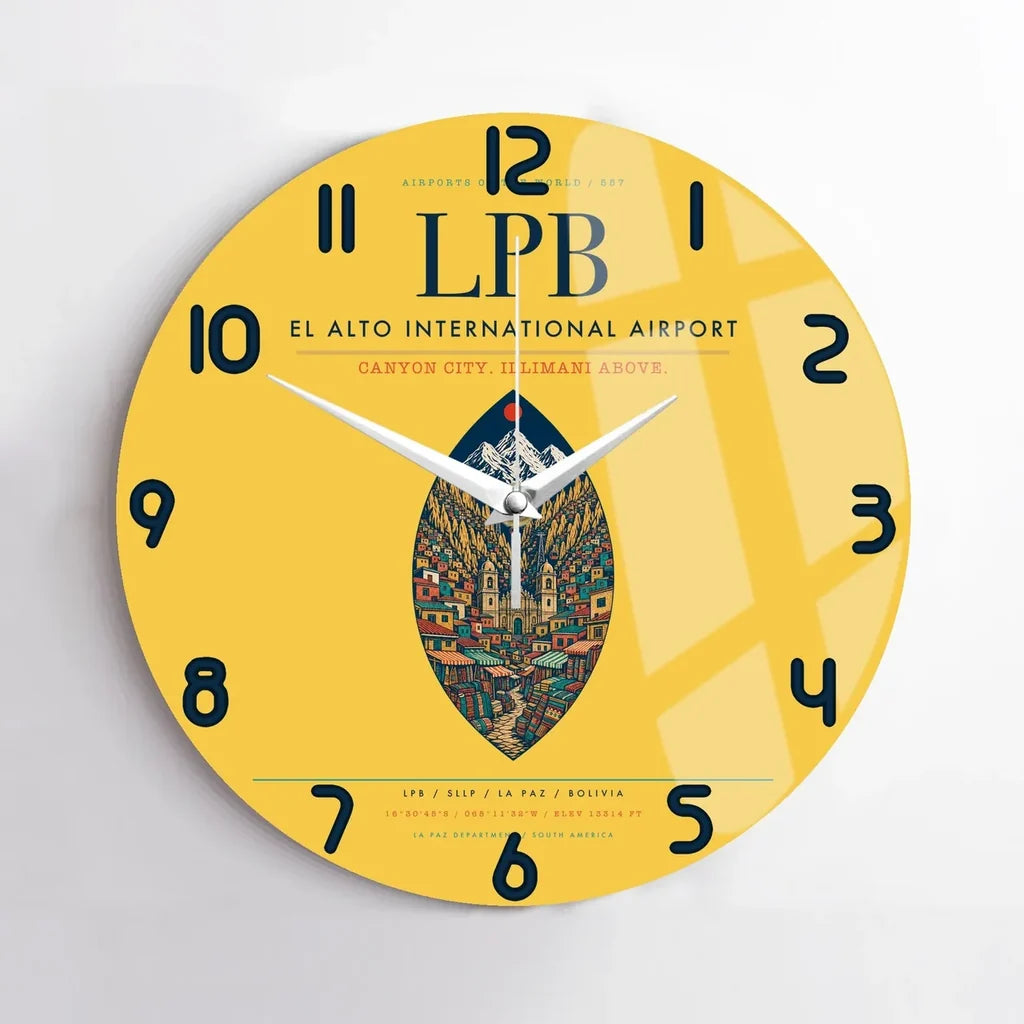 El Alto International Airport LPB Wall-Clock No-Frame - Yellow