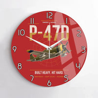 Thumbnail for P-47D Thunderbolt Razorback design on red no frame wall clock