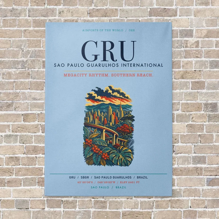 Sao Paulo Guarulhos International Airport GRU vertical canvas print - no frame - light blue background