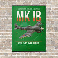 Thumbnail for Hawker Typhoon Mk IB vertical canvas print - framed - green background
