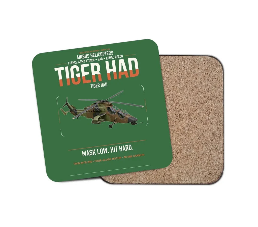 Airbus Helicopters Tiger HAD design on green 1 piece coaster