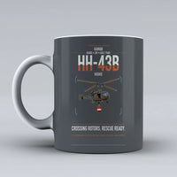 Thumbnail for Kaman HH-43B Huskie design on gray ceramic mug, double-side print
