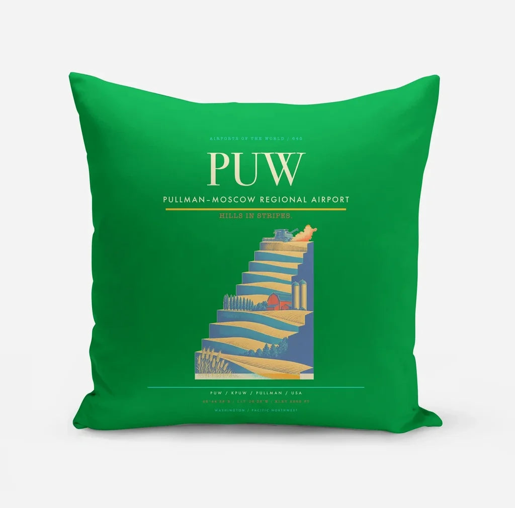 Pullman–Moscow Regional Airport (PUW) design on green pillow