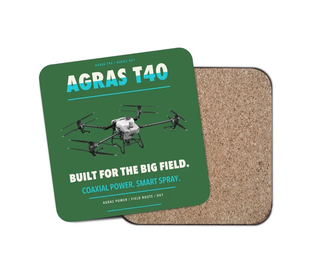 DJI Agras T40 design on green 1 piece coaster