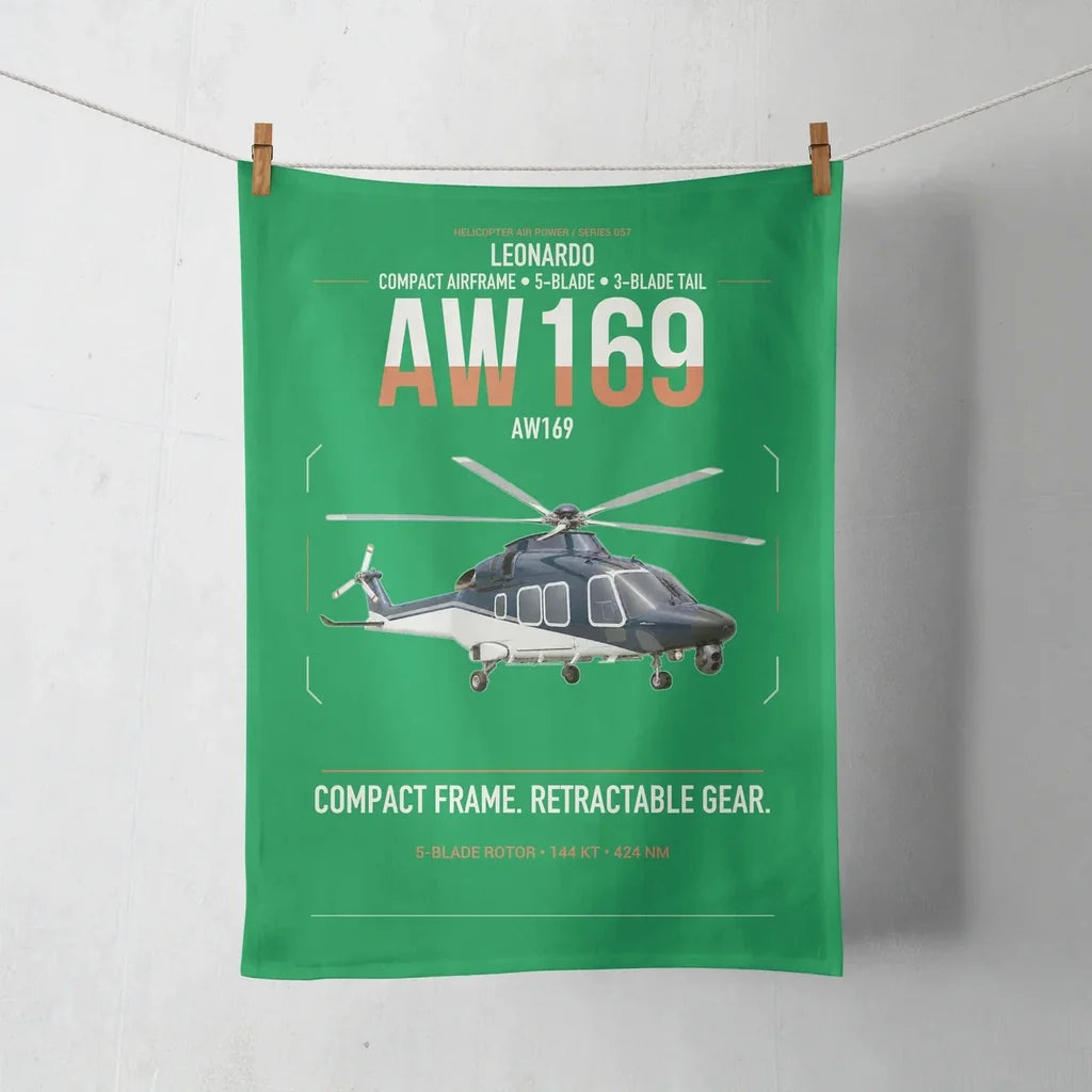 Leonardo AW169 design on green towel