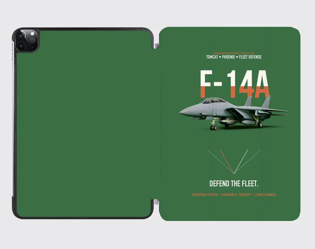 F-14A Tomcat Defend The Fleet design on green ipad tablet case