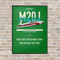 Thumbnail for Mooney M20J 201 vertical canvas print - framed - green background