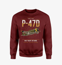 Thumbnail for P-47D Thunderbolt Razorback design on wine red sweatshirt