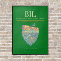 Thumbnail for Billings Logan International Airport BIL - Canvas Framed - Green