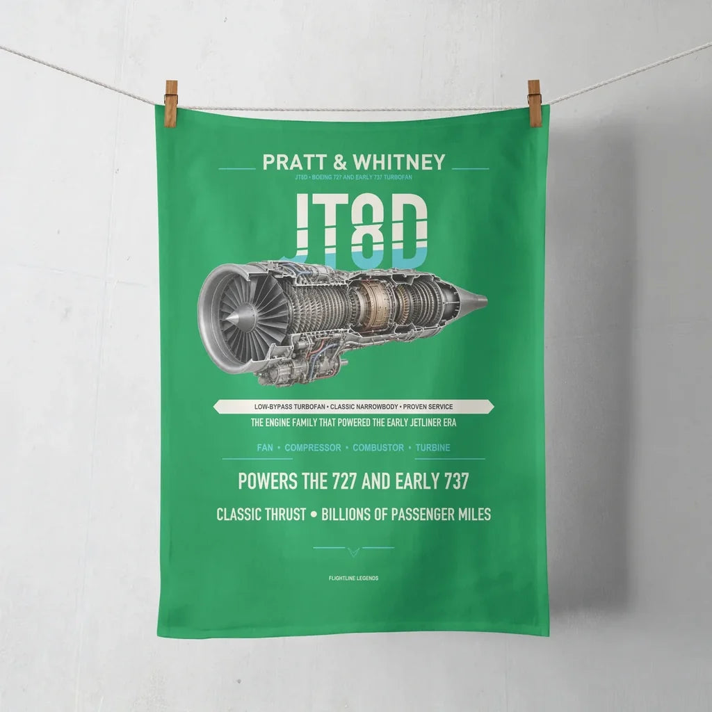 JT8D design on green towel