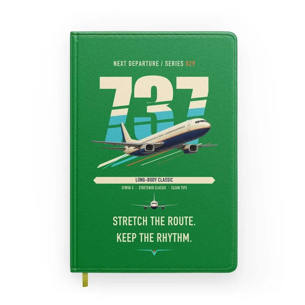 Boeing 737-400 Classic design on green notebook