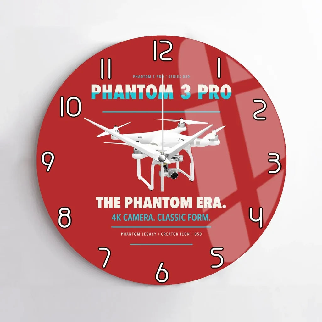 DJI Phantom 3 Professional design on red no frame wall clock