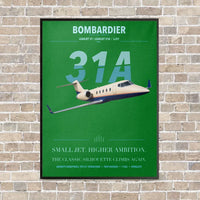 Thumbnail for Bombardier Learjet 31A vertical canvas print - framed - green background