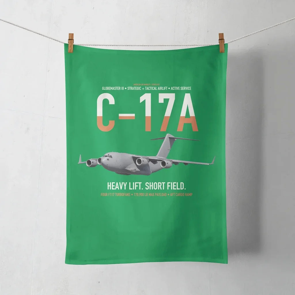 C-17A Globemaster III design on green towel