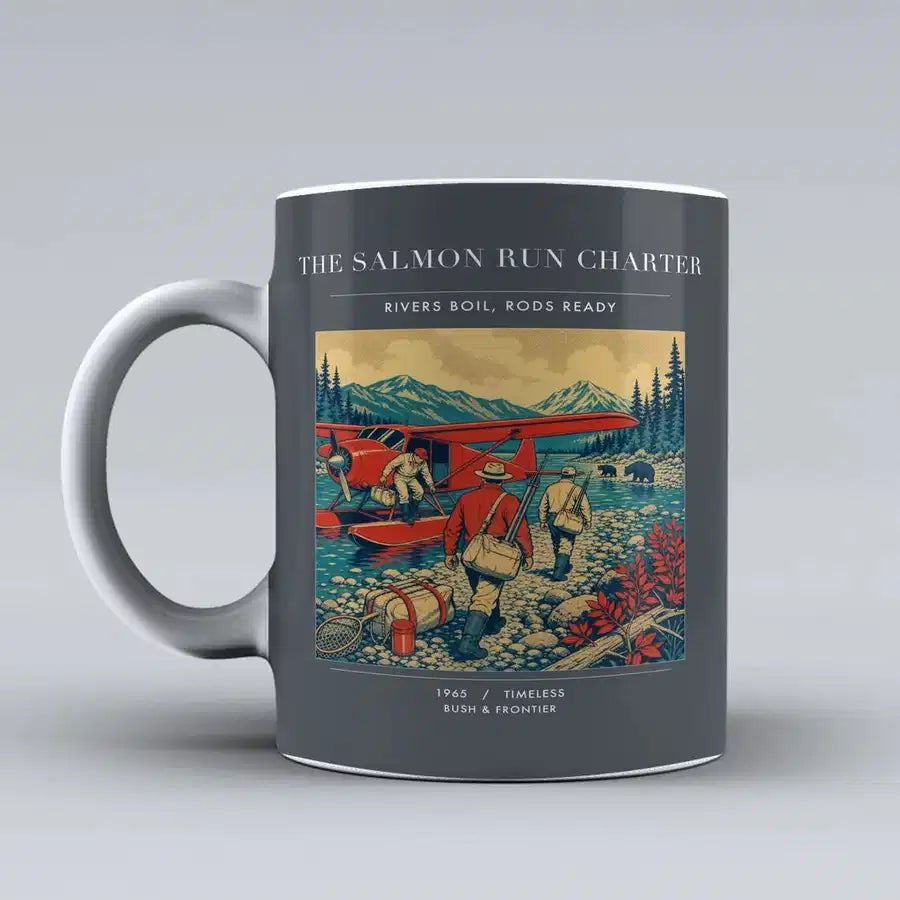 VINTAGE G4289 - The Salmon Run Charter - Ceramic Mug design on gray