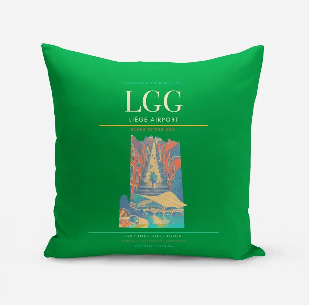 Liège Airport (LGG) design on green pillow