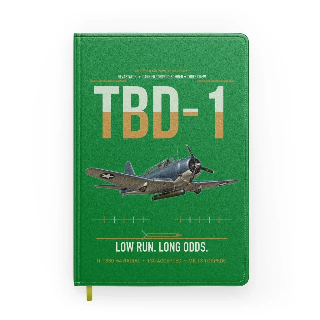 TBD-1 Devastator design on green notebook