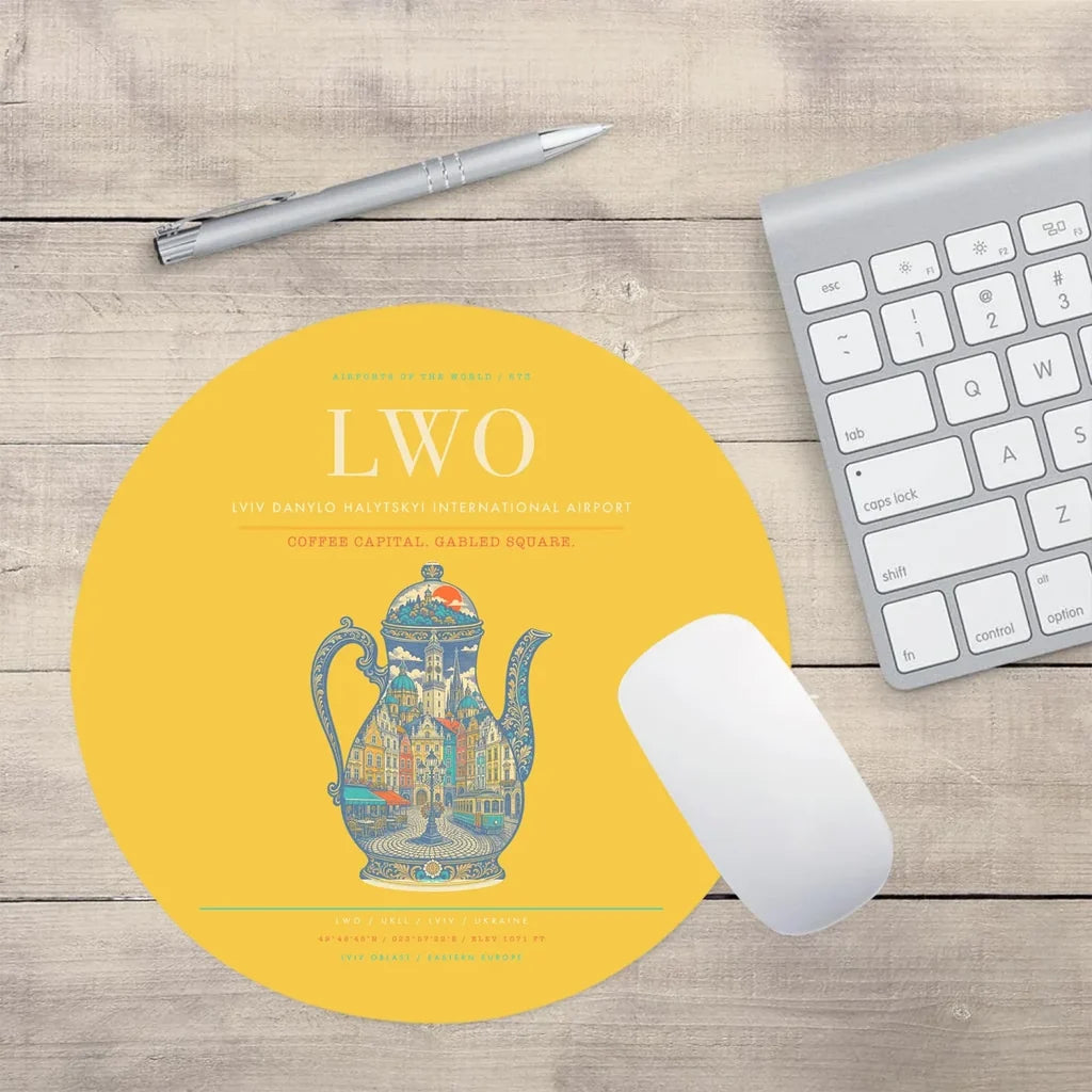 Lviv Danylo Halytskyi International Airport LWO Mouse-Pad Round - Yellow