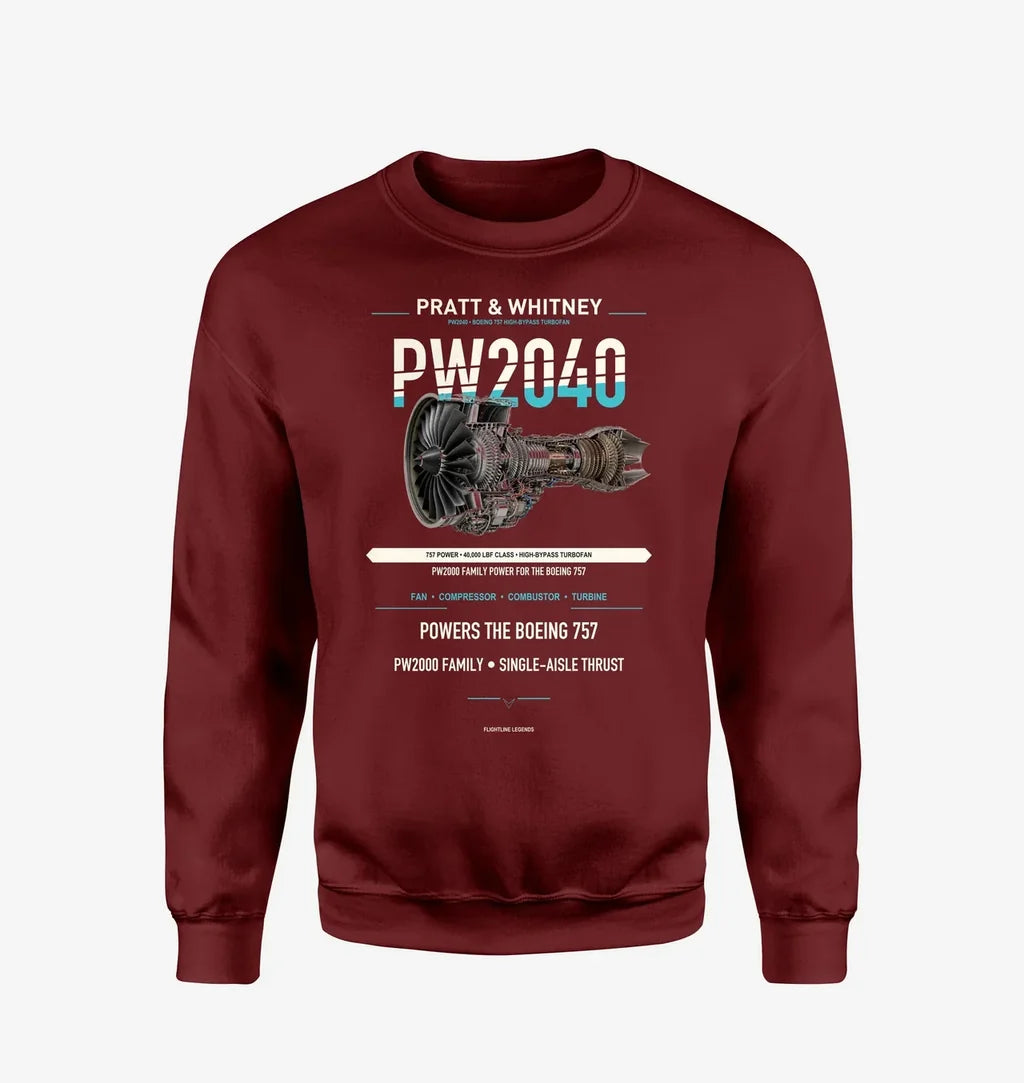 PW2040 design on wine red sweatshirt