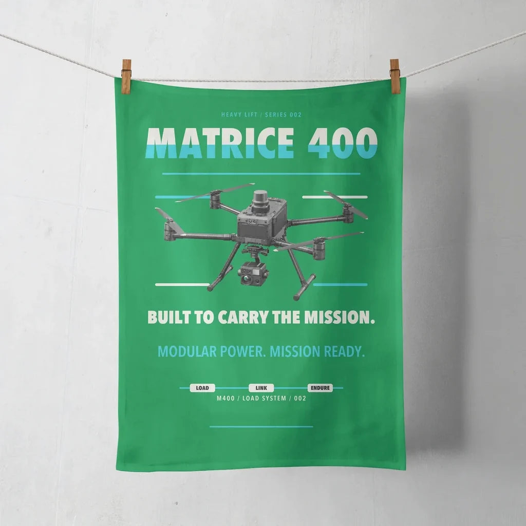 DJI Matrice 400 design on green towel