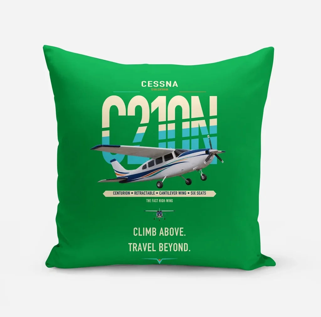 Cessna T210N Centurion design on green pillow