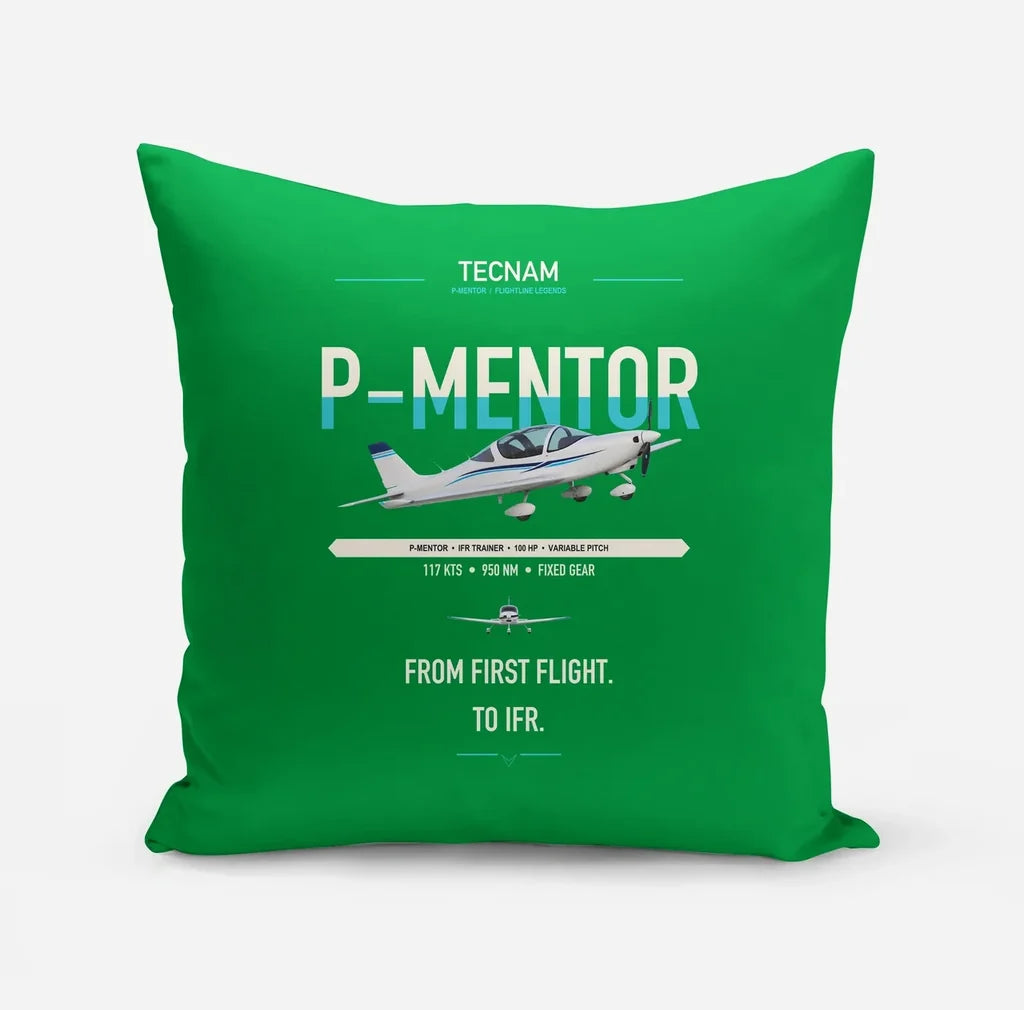 Tecnam P-Mentor design on green pillow