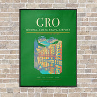 Thumbnail for Girona–Costa Brava Airport GRO vertical canvas print - framed - green background