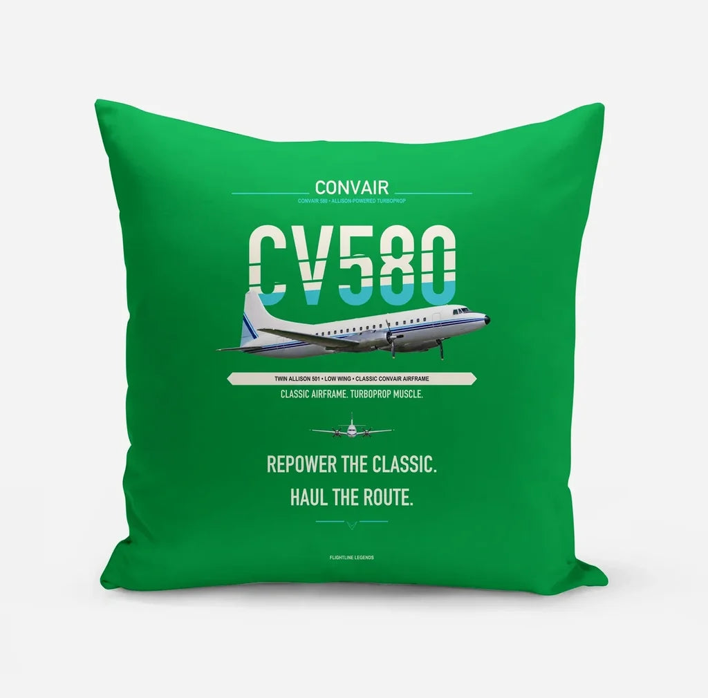 Convair 580 design on green pillow