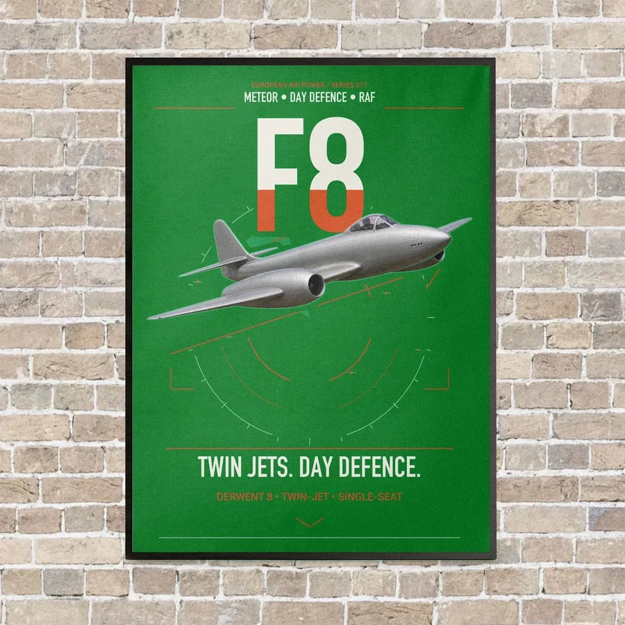 Gloster Meteor F8 vertical canvas print - framed - green background