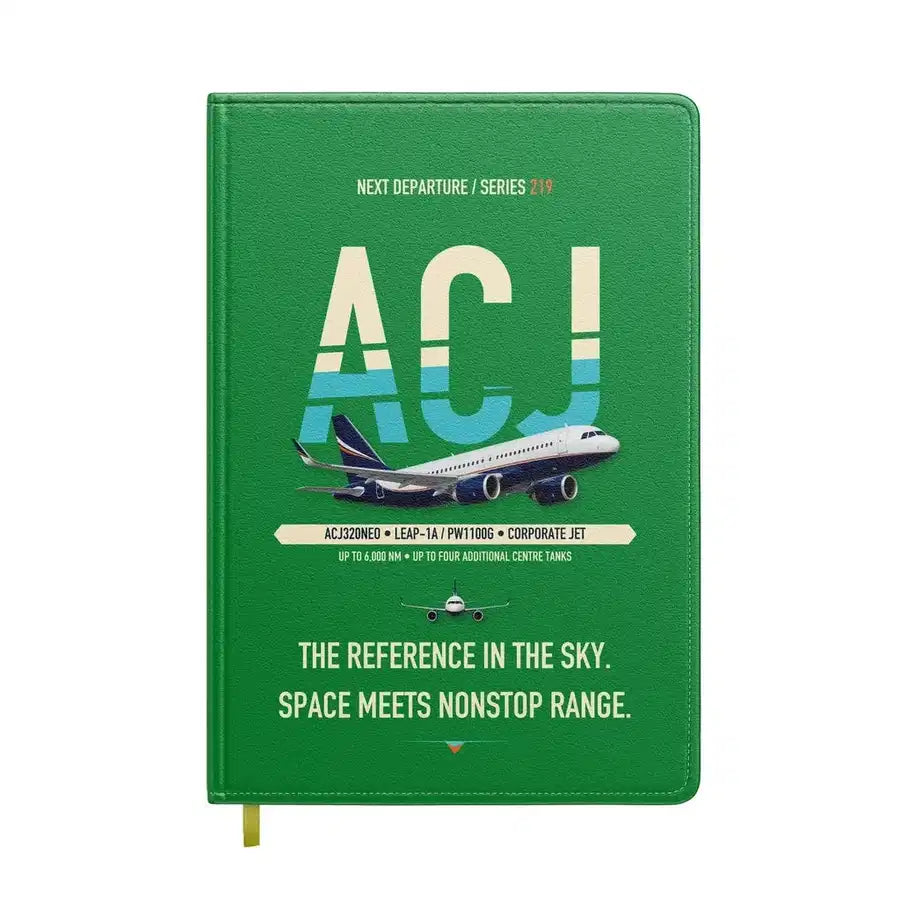 Airbus ACJ320neo design on green notebook
