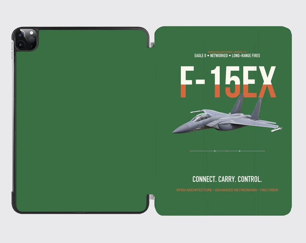F-15EX Eagle II Connect Carry Control design on green ipad tablet case