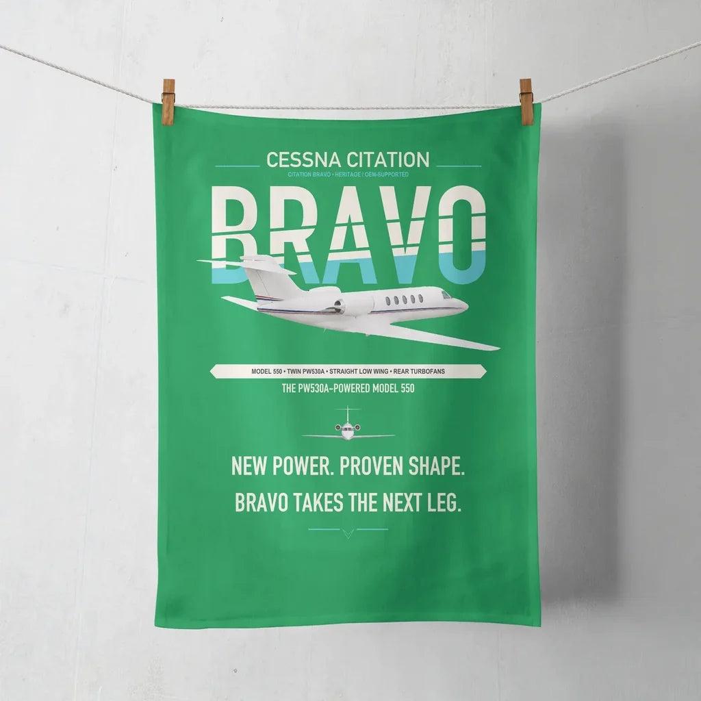 Cessna Citation Bravo design on green towel