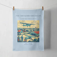 Thumbnail for VINTAGE G4201 - The Checkerboard Fields - Designed Towels design on lightblue