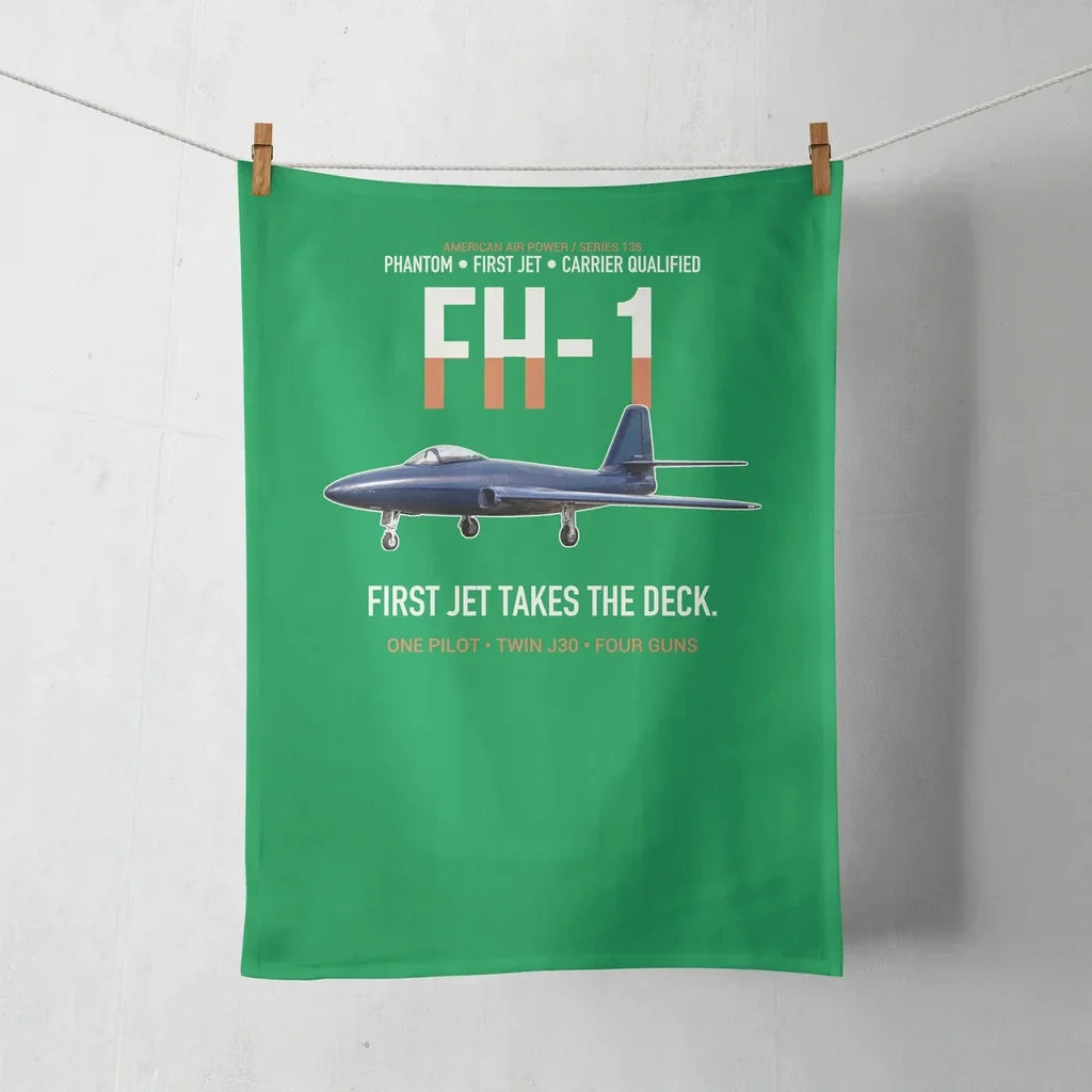 FH-1 Phantom First Jet Takes the Deck design on green towel