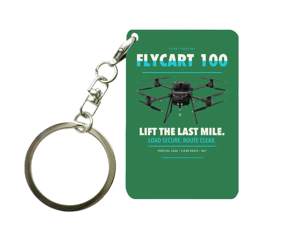 DJI FlyCart 100 Key Chain design on green key chain