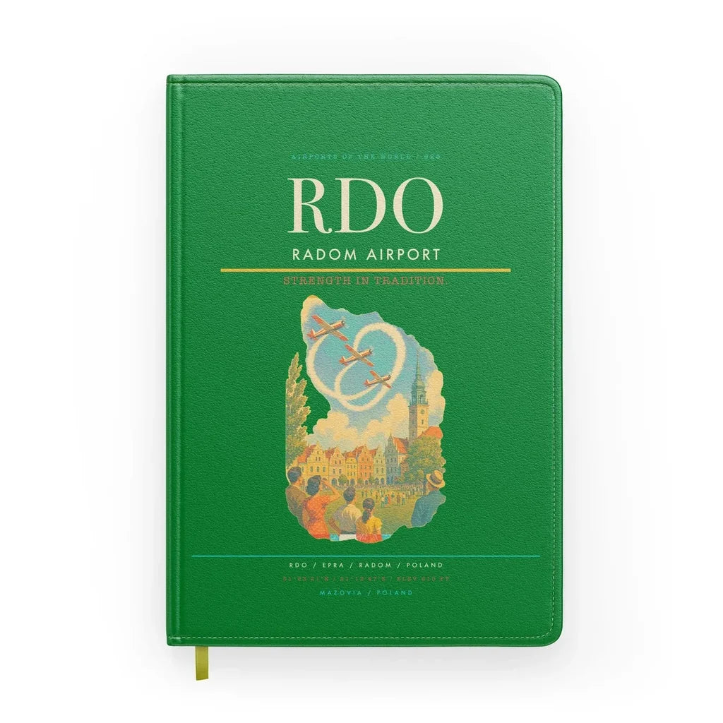 Radom Airport (RDO) design on green notebook