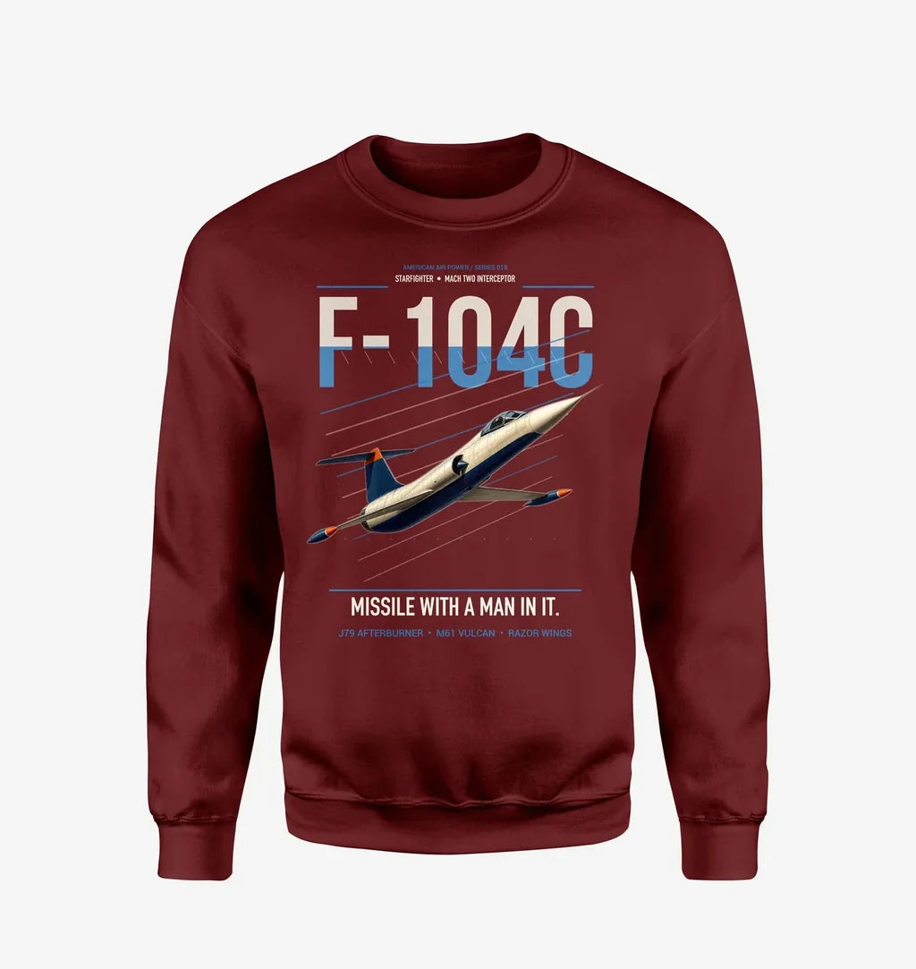 F-104C Starfighter design on wine red sweatshirt