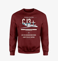 Thumbnail for Cessna Citation CJ3+ design on wine red sweatshirt
