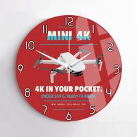 Thumbnail for DJI Mini 4K design on red no frame wall clock